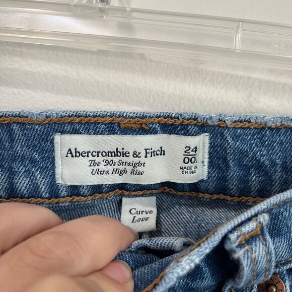 Abercrombie & Fitch Curve Love Ultra High Rise 90s Straight Jeans Sz 24/00L - Picture 6 of 9